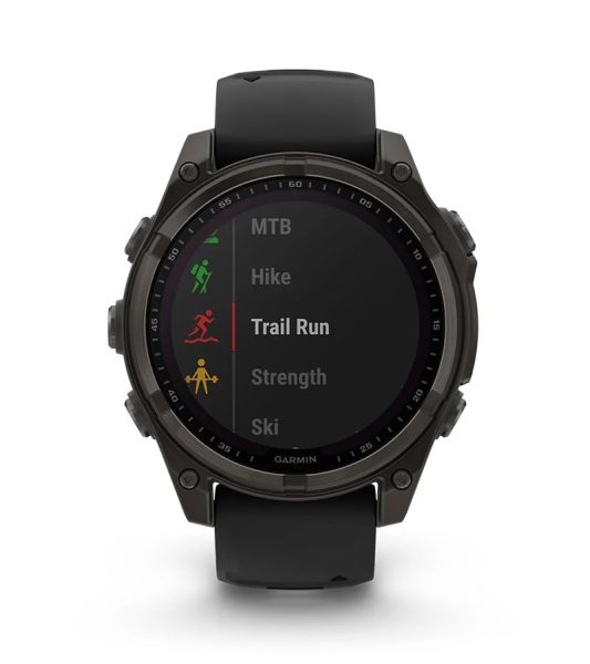 Умные часы Garmin Fenix 8, 47 мм, Solar, Sapphire Carbon Gray DLC Titanium with Black/Pebble Gray Silicone